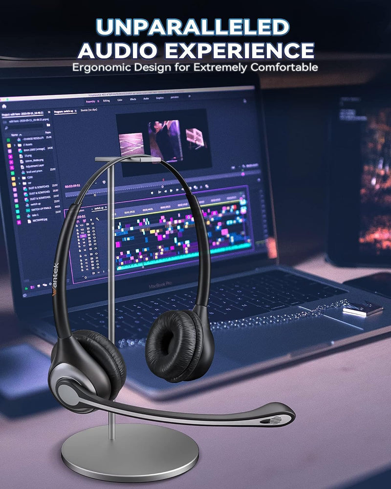 [AUSTRALIA] - Wantek Corded Telephone Headset Dual w/Noise Canceling Mic + Quick Disconnect Compatible with ShoreTel Zultys NEC Aspire Dterm Nortel Norstar Meridian Siemens ROLM Packet8 Landline Deskphones(602QS2) Binaural QD 602QS2 