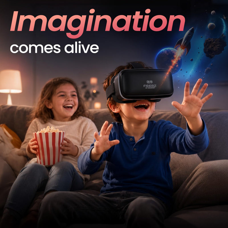 3D VR Headset for Kids + Android Remote - for iPhone & Android Phones | with 3D VR Videos & Apps Links | Virtual Reality Goggles Set for Beginners Argent
