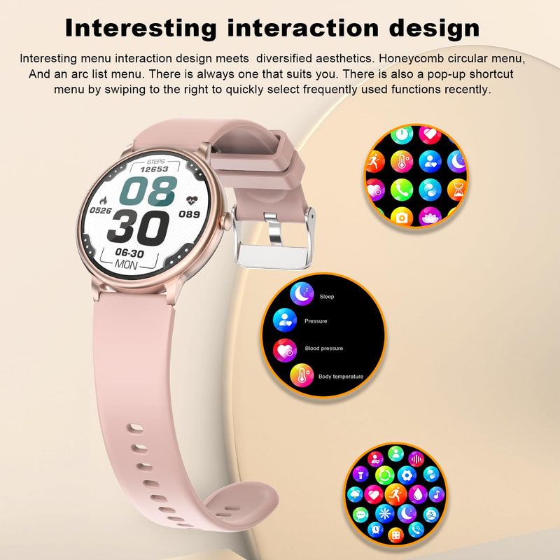 Smartwatch, 1.39" Full Touch Screen, Fitness Tracker, Heart Rate Monitor, Bluetooth Enabled, Black