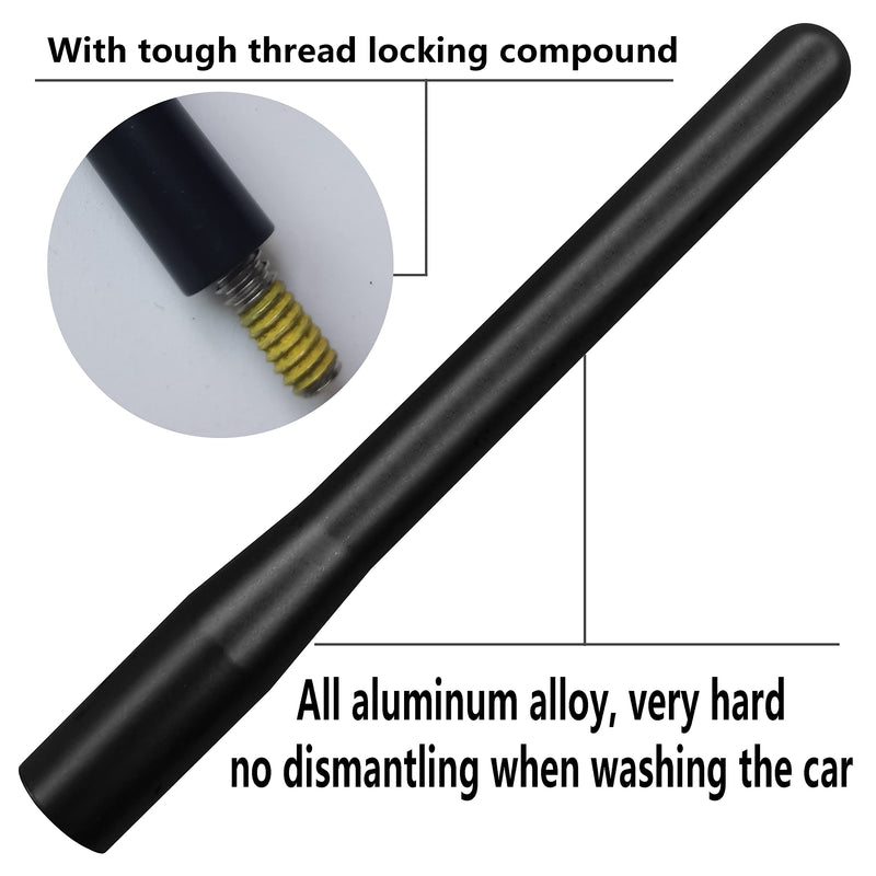 [AUSTRALIA] - 4 Inch Short Radio Aluminium Alloy Antenna for Toyota Tundra (2000-2020), Toyota Tacoma (2005-2016), Toyota FJ Cruiser (2006-2015), Nissan Titan (2019-2023) AM/FM Replacement Antenna 