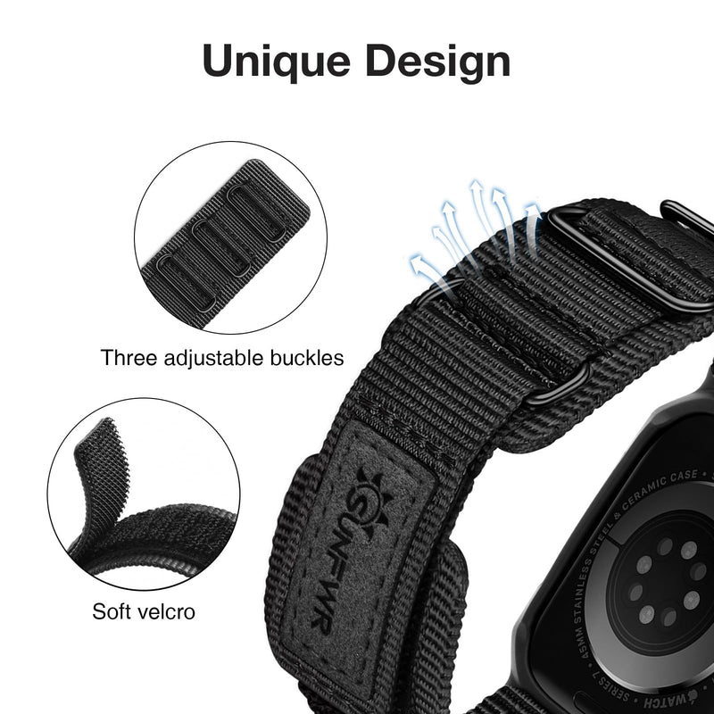 Bundle of the Rugged Nylon Velcro Apple Watch Band (Gray+Black)