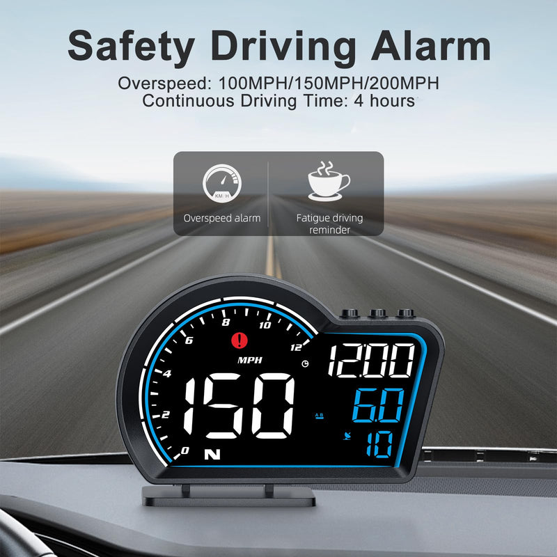[AUSTRALIA] - SinoTrack HUD Digital GPS Speedometer for Car Universal Heads Up Display Oversize Screen Large LCD MPH Speedometer Speed Fatigued Diving Alert Over-Speed Alarm Compass for All Vehicle 