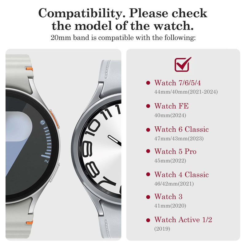 20mm No Gap Titanium Bands for Galaxy Watch 7 6 5 4 FE 44mm 40mm | Metal Strap for Samsung Watch 6 Classic 47/43mm,5 Pro 45mm,4 Classic 46/42mm | Lightweight,Hypoallergenic,Fit wrist 5.9"-8.5" black 20mm