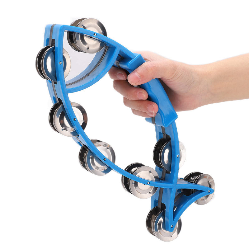 Hand Tambourine Bell Fish Shaped Double Row Tambourines Hand Drum Bell Musical Rhythm Instrument without Burrs(blue) blue