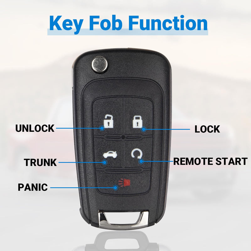 Car Key Fob Keyless Entry Remote Compatible with 2010-2019 Chevy Cruze/Camaro/Impala/Equinox/GMC Terrain/Buick Lacrosse 5 Buttons Key for OHT01060512 (1 Pack)