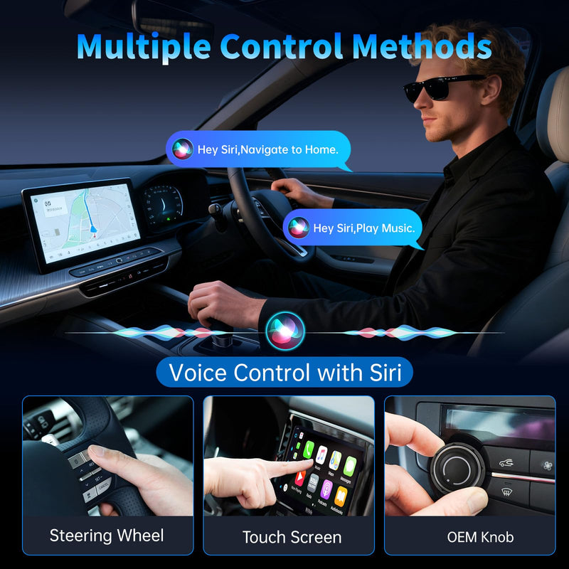 Wireless CarPlay Adapter for iPhone 2026 Upgrade USB A/USB-C | Fast Auto-Reconnect, Plug & Play, Convert Wired to Wireless CarPlay, Compatible with Cars 2016+, iOS 10+ Grey
