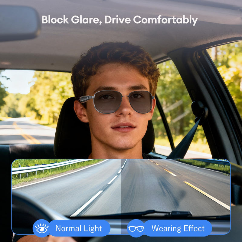 PAXA Metal Frame Smart Audio Sunglasses with Translation App, UV400 | Metal Frame Comfort, Adjustable Nose Pads, Anti-Slip Fit, UV400 Lenses, Open-Ear Audio & Translation App Support Metal Frame - Black