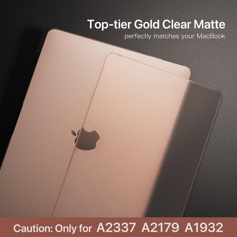 Compatible for Macbook Air 13 inch Case M1 2020 2019 2018 [Same as Bare Device] Sturdy Protective Hard Shell Cover for Laptop A2337 A2179 A1932 - Gold Clear