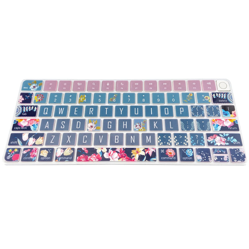 Sanfulin Keyboard Cover Skin for 2021 Apple iMac Magic Keyboard (Model: A2449) with Touch ID, Cute Printing Waterproof Silicone Keyboard Protector, Red Flower