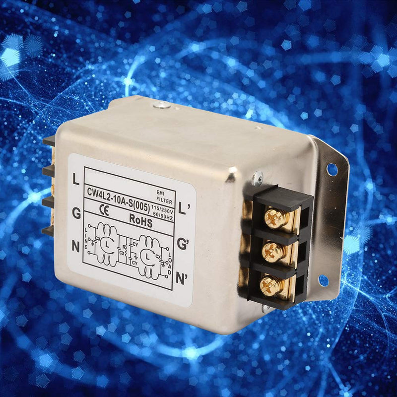 Nikou Mains Filter, 115V/250V 10A 50/60Hz Single Pole/Two-Pole EMI Filter Connector for Most Digital Devices