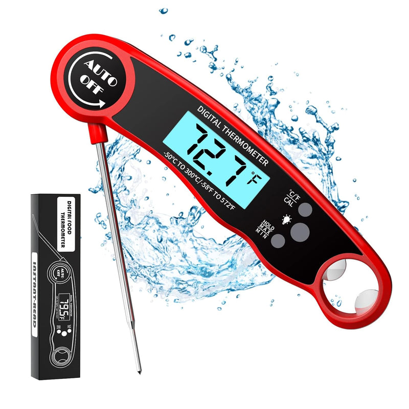 Digital Instant Read Meat Thermometer - Waterproof Kitchen Food Cooking Thermometer with Backlight LCD - Best Super Fast Electric Meat Thermometer Probe for BBQ Grilling Smoker Baking Turkey Chilli