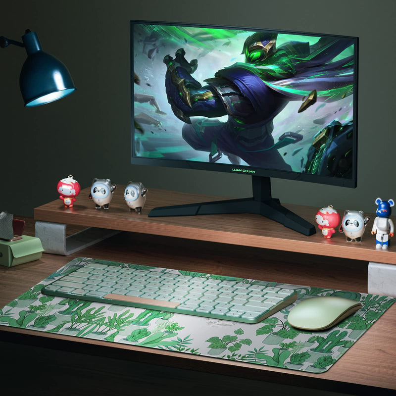 Cute Large Mouse Pad, XL Gaming Mouse Pads, Big Extended Mousepad, Waterproof Desk Mat with Stitched Edge, Laptop Computer Keyboard Mat Desk Pad for Home Office, 27.6x11.8X0.12IN (Green Cactus) Green Cactus