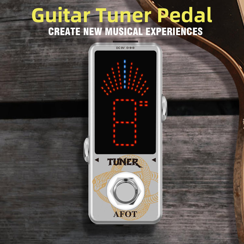 Tuner Pedal,Chromatic Guitar Tuner Pedal Fast and Accuate Tuner for High Precision ± 1 Cent with Pitch Indicator for Electric Guitar and Bass True Bypass White Tuner