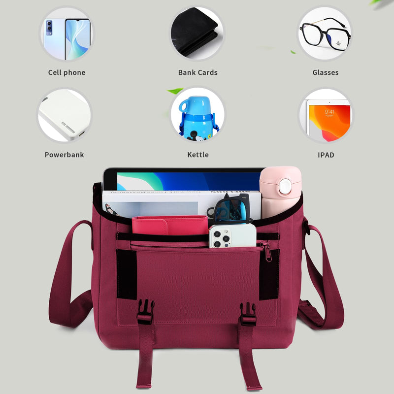 SIMTOP Messenger Bag Crossbody Shoulder Bag for Commuters and Travelers Water Resistant Scratch and Wear Cordura YKK Zipper Red