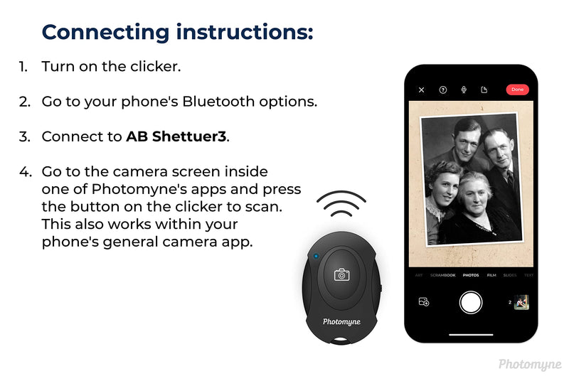 Photomyne Wireless Camera Shutter Clicker with Bluetooth Connection for iOS and Android Smartphones - Includes Wrist Strap (2 Pack) 2 pack