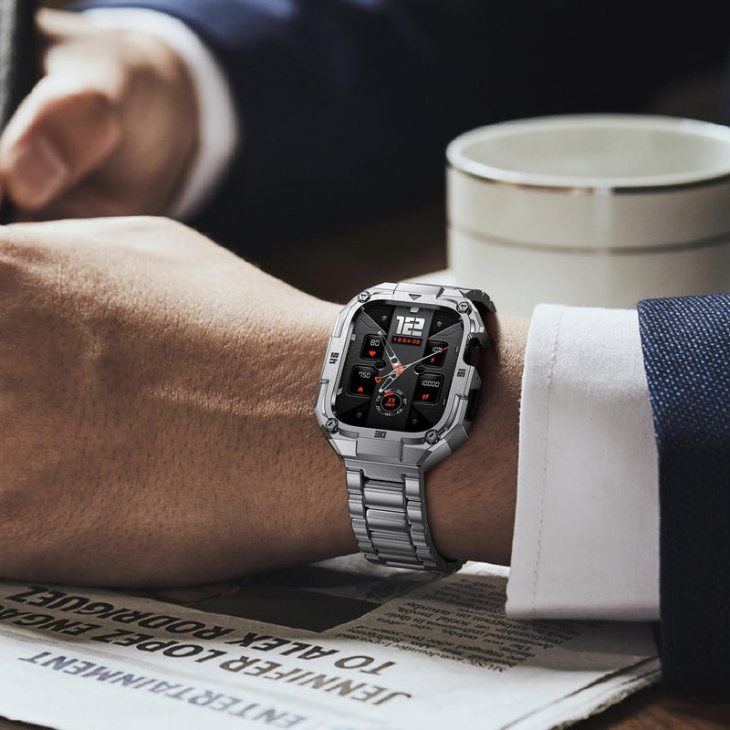 Stainless Steel Band with Case Compatible with Apple Watch Ultra 3 2 1 Band 49mm For Men, Rugged Metal Strap with Protective Bumper Cover for iWatch Series 10 Watch Strap Replacement