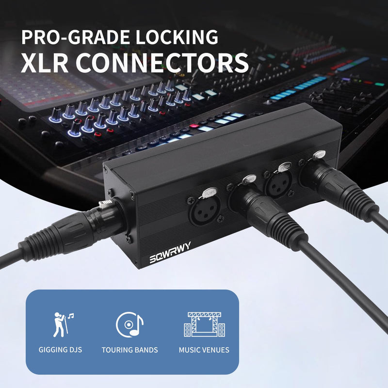 XLR 1 Male to 4 Female Audio Adapter, XLR Splitter Box 1-in 4-Out, 3-Pin Line Output Converter for Professional Use, Secure Locking Connectors, Lossless Audio Transmission for Studio & Live