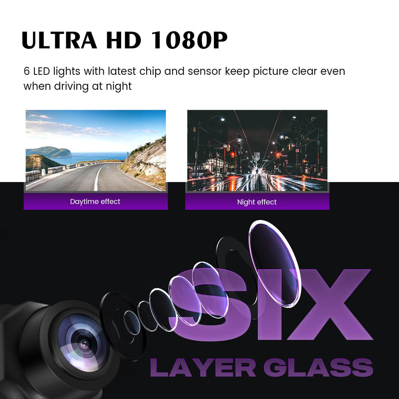 Dasaita AHD 1080P Backup Camera 170° Universal Front Rear View | Only Fit 1080P Navigation,170° Wide Angle, Night Vision, Fisheye Correction, IP68, 26ft RCA Cable Reversing Parking Kit