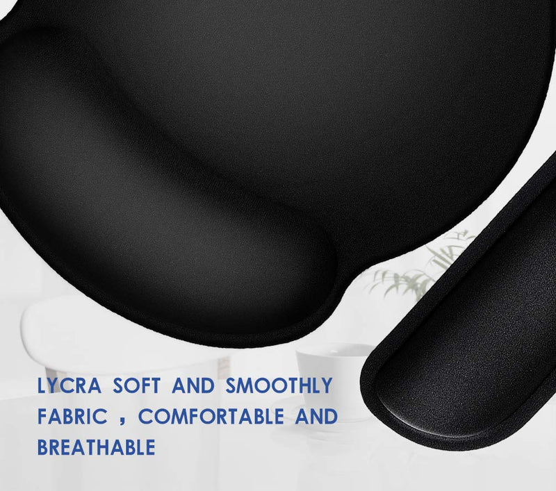 Ergonomic Mouse Pad with Wrist Support, Premium Memory Foam Keyboard Wrist Support Bar and Mouse Wrist Rest Pads Set- for Comfortable Typing &Wrist Pain Relief Mouse Pad with Wrist Support Bar 1