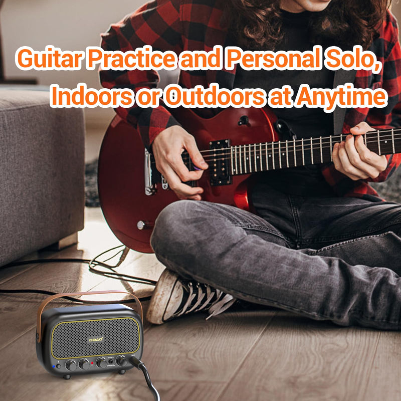 Mini Guitar Amplifier for Electric Guitars 5W Two Speakers Rechargeable Portable Small Amplifier with Clean Overdrive Effects and Bluetooth