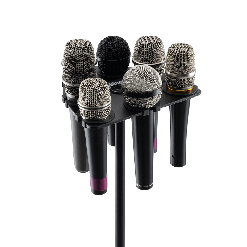 [AUSTRALIA] - On-Stage MSA2700 Multi-Mic Holder (Microphone Organizer, Display, Caddy, Supports Handheld, Dynamic, Wired, and Wireless Mics, Aluminum, Silicone Padding, Black) 