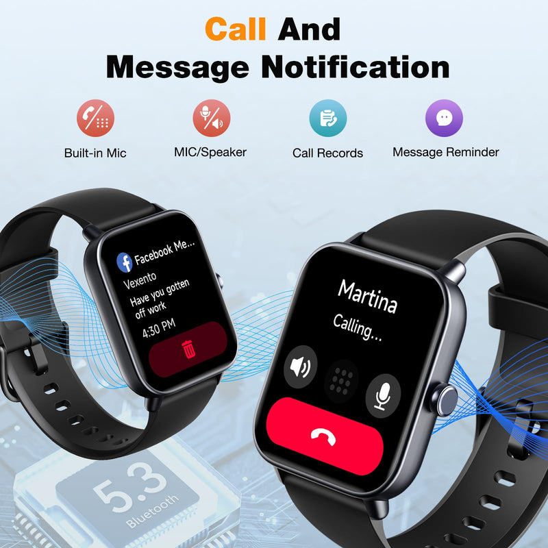 Fitpolo Smart Watch 1.8" Touchscreen Fitness Tracker Watches Blood Oxygen Heart Rate Monitor,Calls,Alexa Built-in, Sleep Calorie Step Counter Waterproof Activity Trackers for Android iPhone