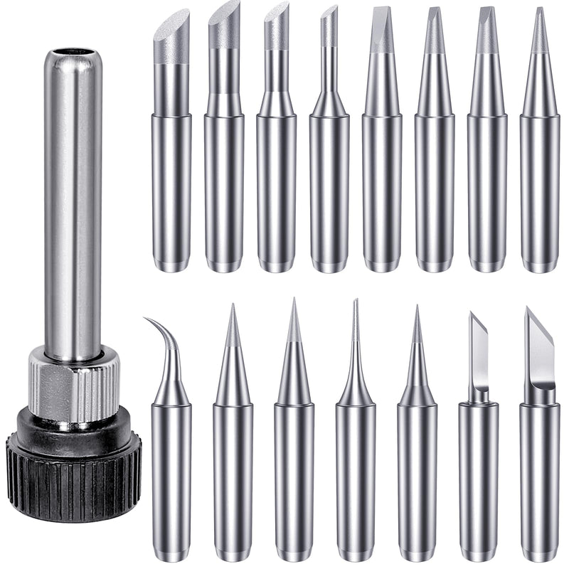 HOLMOL Pack of 15 Soldering Tips, 900 m, Copper Soldering Iron Tips with Welding Sleeve, Soldering Tips Set 900M-T, Soldering Tips with Welding Sleeve, Replacement Soldering Tips for Soldering