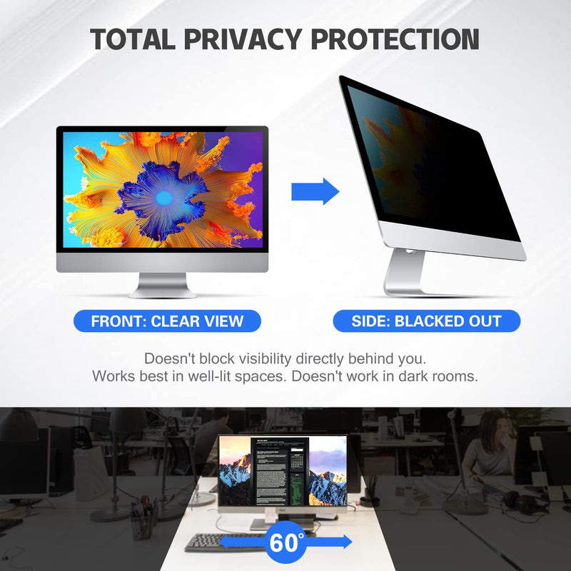 JiSiTeCai - 20 Inch Computer Privacy Screen Filter (16:09) - Premium Anti-Glare Computer Screen Cover - Anti Scratch - UV & Blue Light Screen Protector