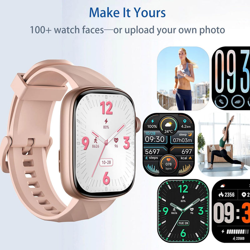 Smart Watch Fitness Tracker, Ultra HD 1.95" AMOLED Display (410×502 High Resolution) | 3ATM Waterproof | Heart Rate/Sleep Tracker | 130+ Sports/Fitness Modes, Bluetooth Calling, Smart Notifications