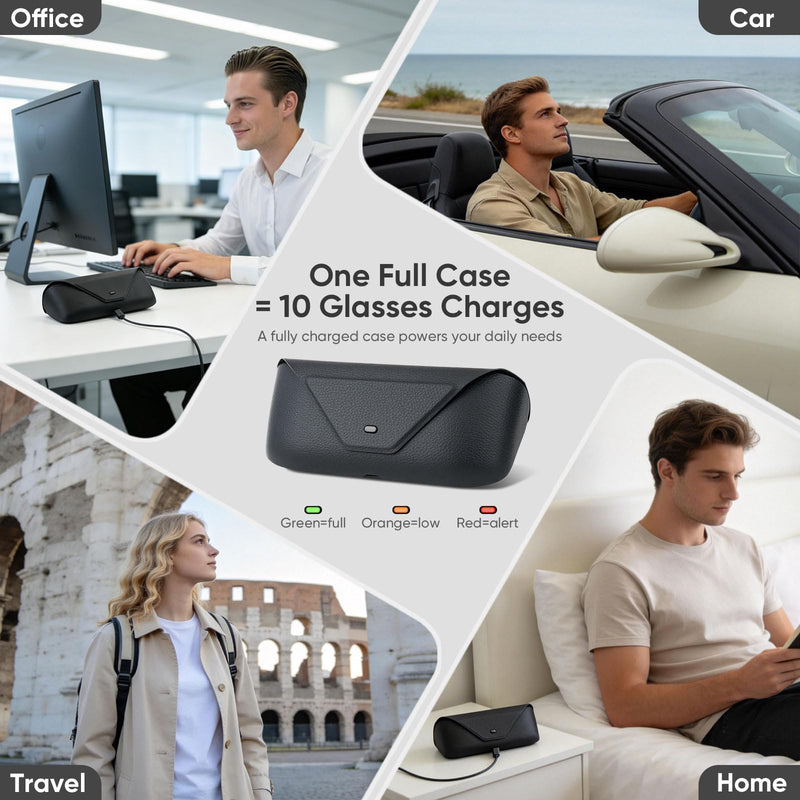 Portable Charging Case for Ray-Ban Meta Headliner/Skyler/Wayfarer/Oakley HSTN/Blayzer Optics/Scriber Optics, Smart Glasses Replacement Charger Dock with LED Indicator
