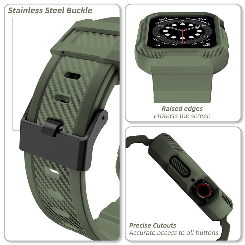 OROBAY Compatible with Apple Watch Band with Case 41mm 40mm 38mm, Matte Black and Army Green