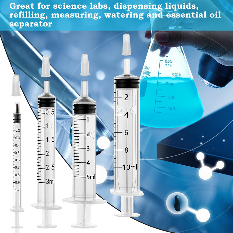 Pack of 10 Syringes 1 ml with Cap, 1 ml Disposable Syringes Without Needle, Plastic Dosing Syringe for Scientific Laboratory Liquid Measurement Colostrum Animal Feeding Plant Watering 1ml