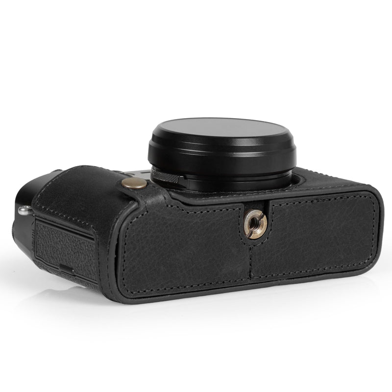 MegaGear Ever Ready Genuine Leather Half Camera Case Compatible with Fujifilm X100VI - Black