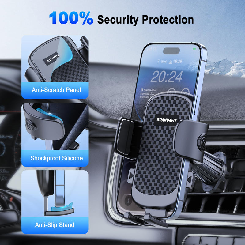 [2026 NEW] Car Phone Holder for Vertical/Horizontal Vent【Upgraded Metal Hook Clip】【Wider Clamp&Fit Thicker Case】Universal Cellphone Stand Car Mount Cradle for iPhone 17 Pro Max 16 15 14 13 Air Android