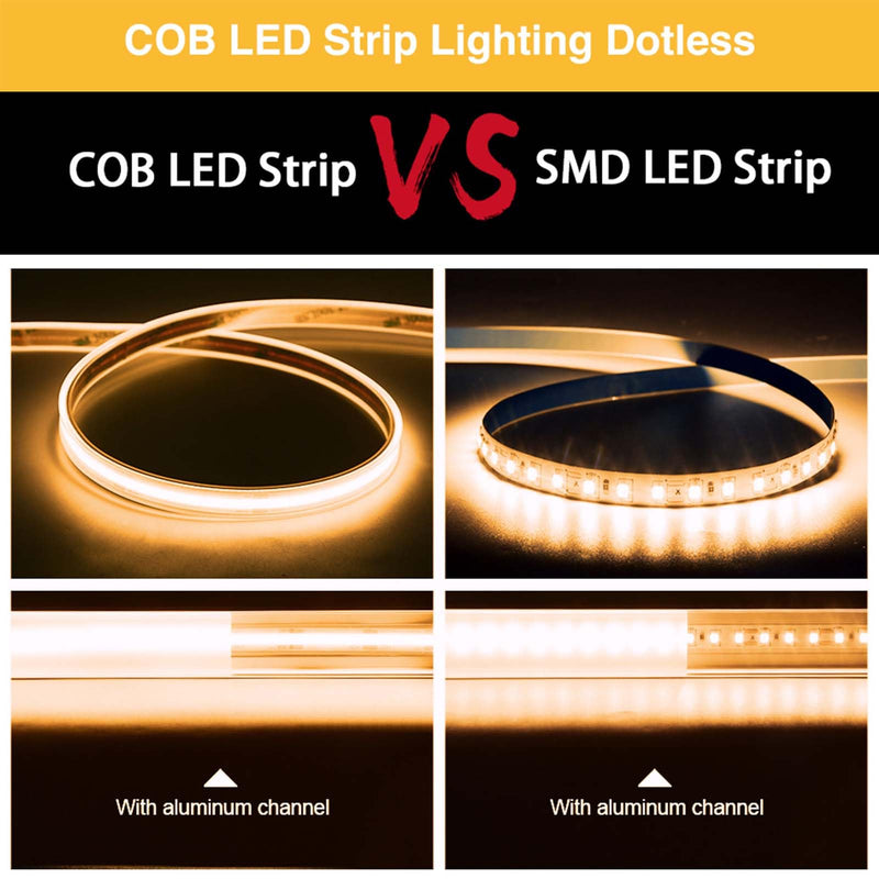 [AUSTRALIA] - LLTOP COB LED Strip Lights Waterproof IP67 DC24v Warm White 3000K 16.4ft/5m High CRI 92Ra+ Outdoor LED Tape Lighting DIY Cuttable for Bedroom Kitchen Cabinet Shelf (Power Supply Not Included) Warm White 3000K (power supply not included) 