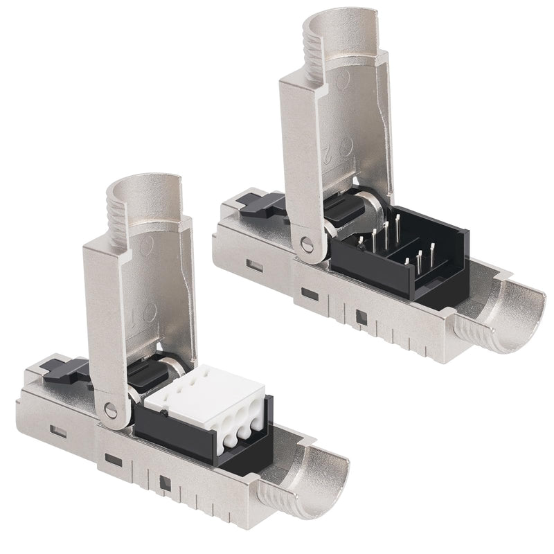 AVNSCNK Cat 7 Plug, RJ45 Connector Cat 7 NS-7 to Insulation Terminal (LSA) Gold-Plated Contacts, Network Plug Toolless, Crimping LAN 10 Gbps Connector for Patch Cable Installation Cable (Pack of 2) 2 pcs.
