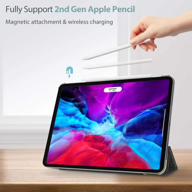Smart Case for iPad Pro 12.9 2022/2021/2020/2018, Slim Stand Hard Back Shell Smart Cover for iPad Pro 12.9 6th Generation 2022 / 5th Gen 2021 / 4th Gen 2020 / 3rd Gen 2018 -Black Black