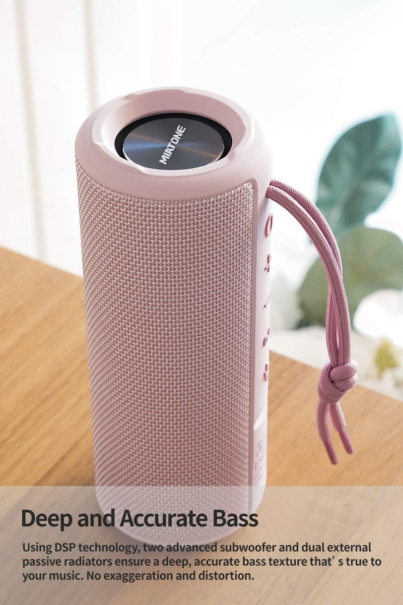 MIATONE Outdoor Portable Bluetooth Speaker Wireless Waterproof - Pink