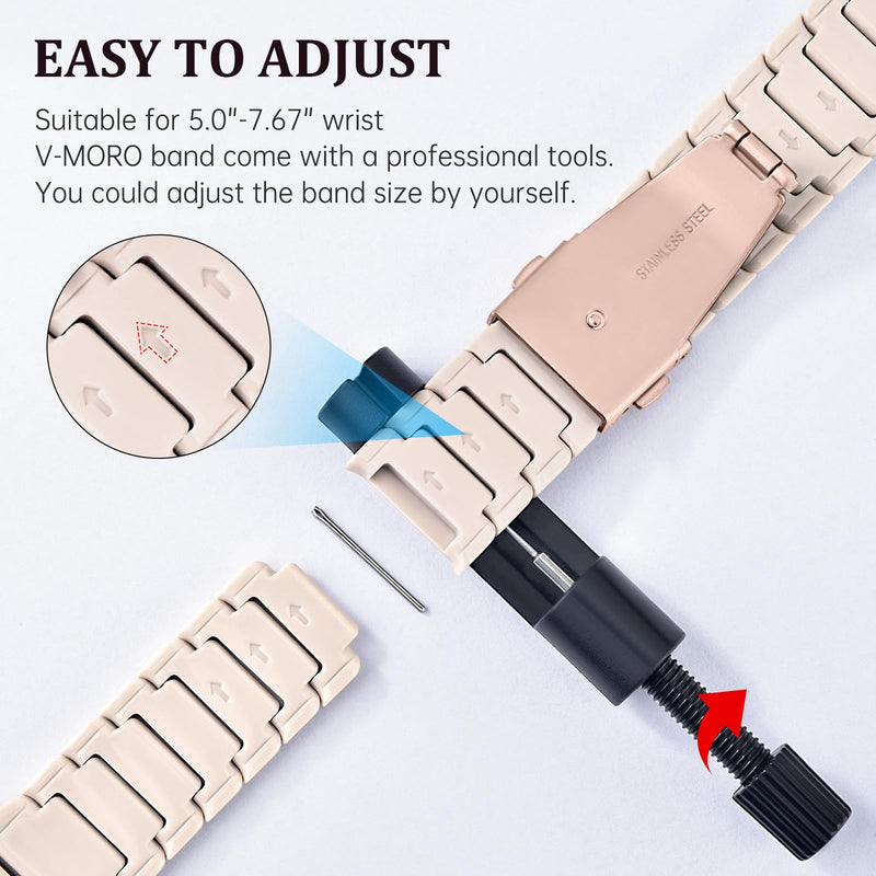 V-MORO 2 Pack Resin Lightweight Band Compatible with Series 7/8/9/10 Apple Watch Bands 41mm/40mm/38mm/42mm Fashion Strap for iWatch Series 6/5/4/3/2/1/SE Bracelet Wristband Women Men
