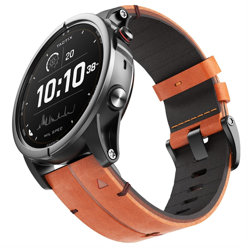 leather watch band for garmin fenix 7/7x fenix 6/6x fenix 5x/5 plus Forerunner 965 955 935 745 epix Pro Gen 2 full grain 22mm 26mm quick fit Watch Strap replacement for Men brown 22mm-fenix 5 6 7