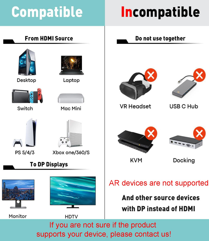 HDMI to Displayport Adapter [2 Pack], 4k@60Hz HDMI to Displayport Converter, Aluminium HDMI Male to DP Female Adapter Compatible with PC, Graphics Card, Laptop and More, 1.96 inch, Grey 2 Pack