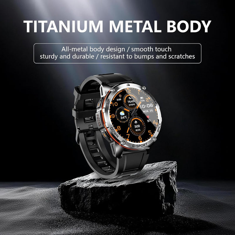 GPS Military Smart Watches for Men - Military Grade, 6-Satellite Positioning, 800mAh 30-Day Battery, 5ATM Waterproof Rugged Fitness Watch for Outdoor Tactical Use 1.43" AMOLED Rugged Fitness Watch
