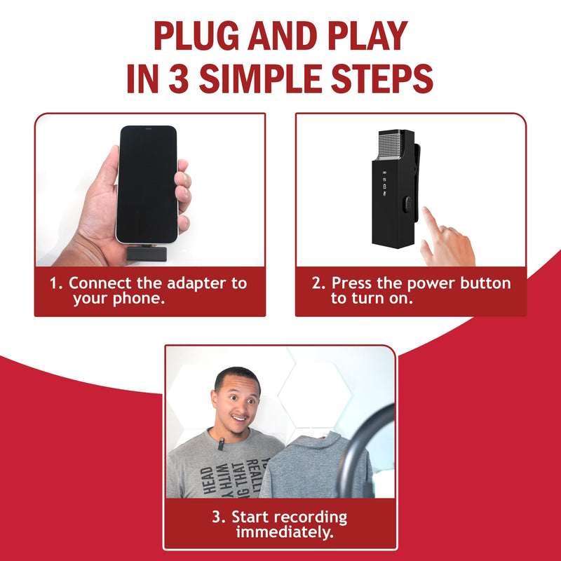 Wireless Lavalier Microphone for iPhone and All Devices - Single 2.4Ghz Mic, Audio w/Noise Canceling - Long Range Up to 175ft - Easy to Use for Video Recording, Podcast