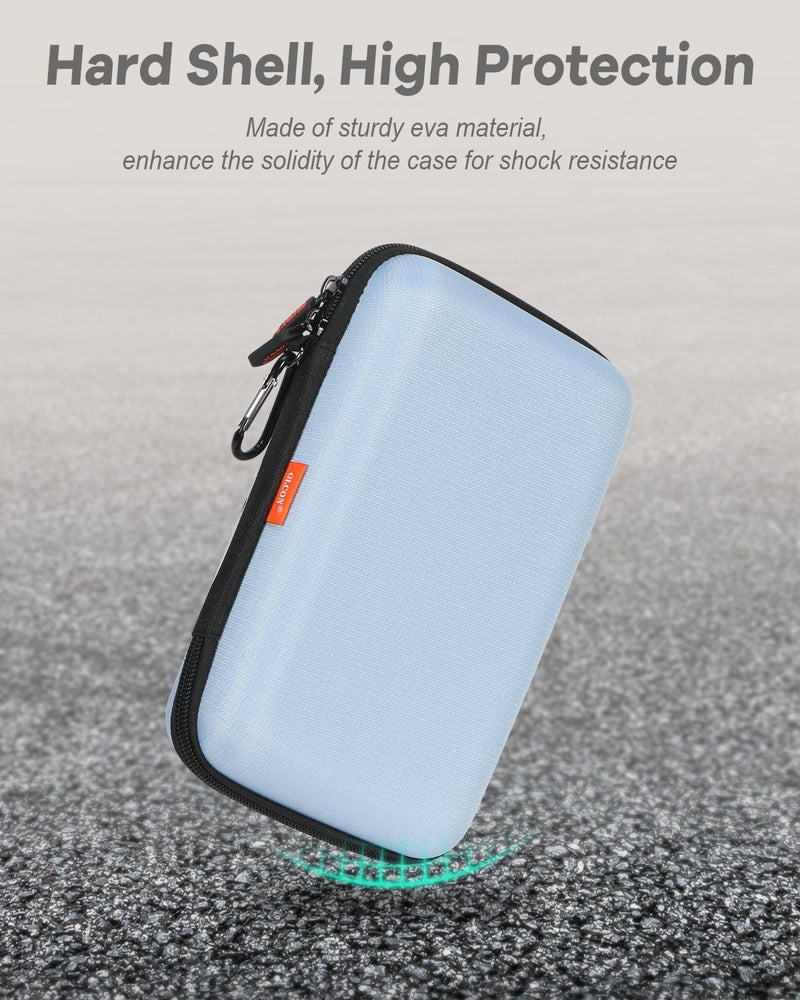 Large Hard Carrying Case - Universal Electronic Organizer Storage Case Bag - Gray-Green + Light-Blue