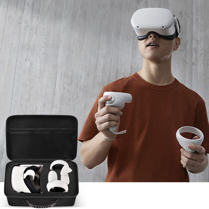 Comecase Hard Carrying Case for Oculus Quest 2 All-in-One VR Gaming Headset with Rose Gold Carrying Case Compatible for Beats Solo3 / Beats Solo2