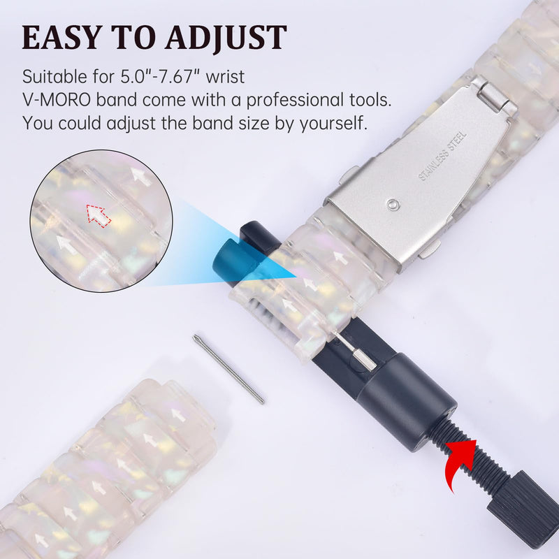 V-MORO 2 Pack Resin Band Compatible with Series 7/8/9/10 Apple Watch Bands 41mm/40mm/38mm/42mm Lightweight Fashion Strap for iWatch Series 6/5/4/3/2/1/SE Wristband Replacement Women