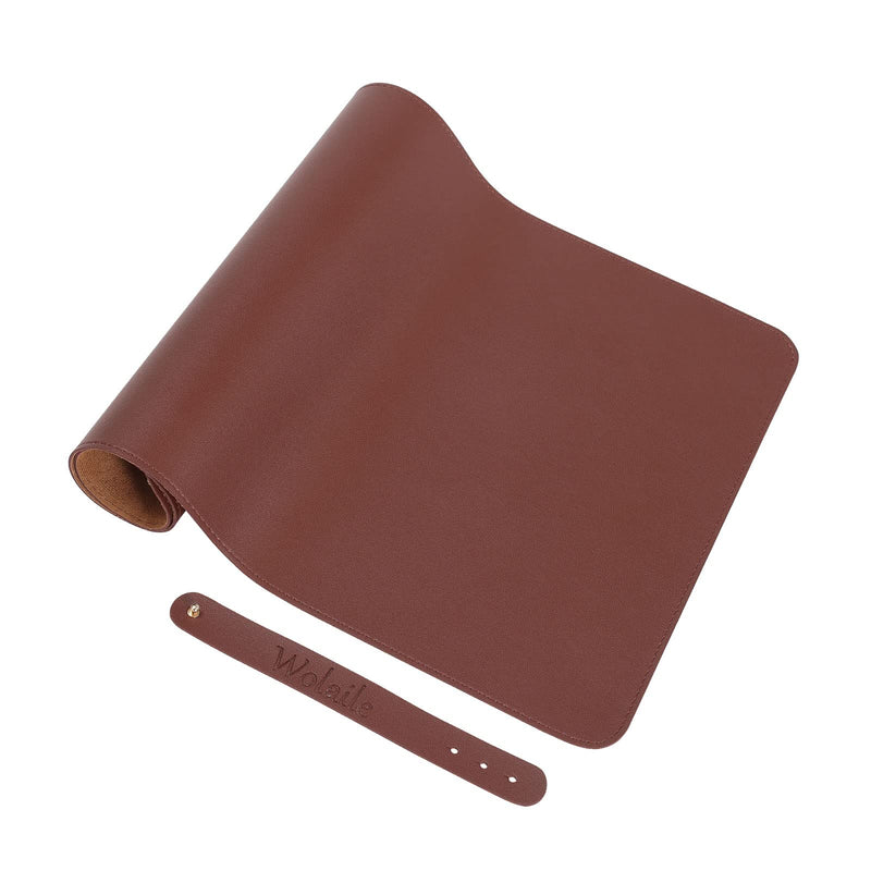 Wolaile Desk Blotter Pad,36x17 inch PU Leather Computer Mouse Mat,Non-Slip Waterproof Writing Desktop Protector for Office Home,Large,Brown 36"x17" Brown