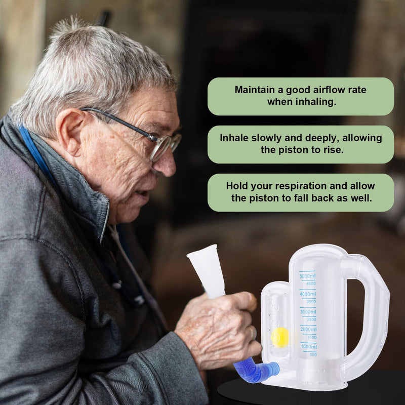BOXOB Breathing Exercise Device for the Lungs, Measurement of Inhalation Volume 5000 ml Incentive Spirometer Adult with Ball Flow Indicator Lung Capacity Training Device for Inhalation Breathing Lung