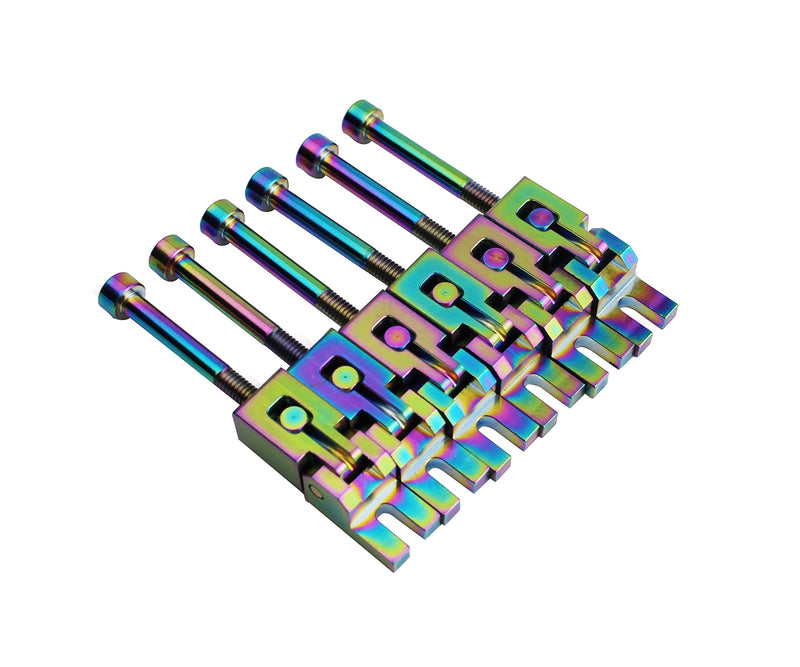 Guyker 6 Strings Guitar Bridge Saddles - Steel Saddles Genuine Replacement Compatible with Floyd Rose FR Tremolo System - Chameleon rainbow