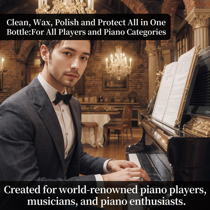 [AUSTRALIA] - Piano Cleaner and Polish, Clean, Wax and Protect Glossy All in One Bottle Restore the Shine, Remove Fingerprints and Stains, and Enhance the Brightness of the Wood or Lacquer Finish, 8.45 Fl Oz 
